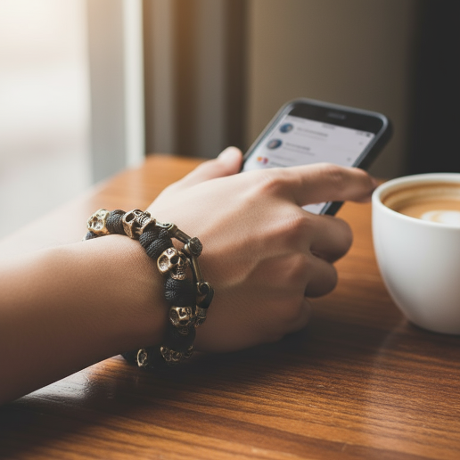 Lifestyle Close-up mit Skull Paracord Armband